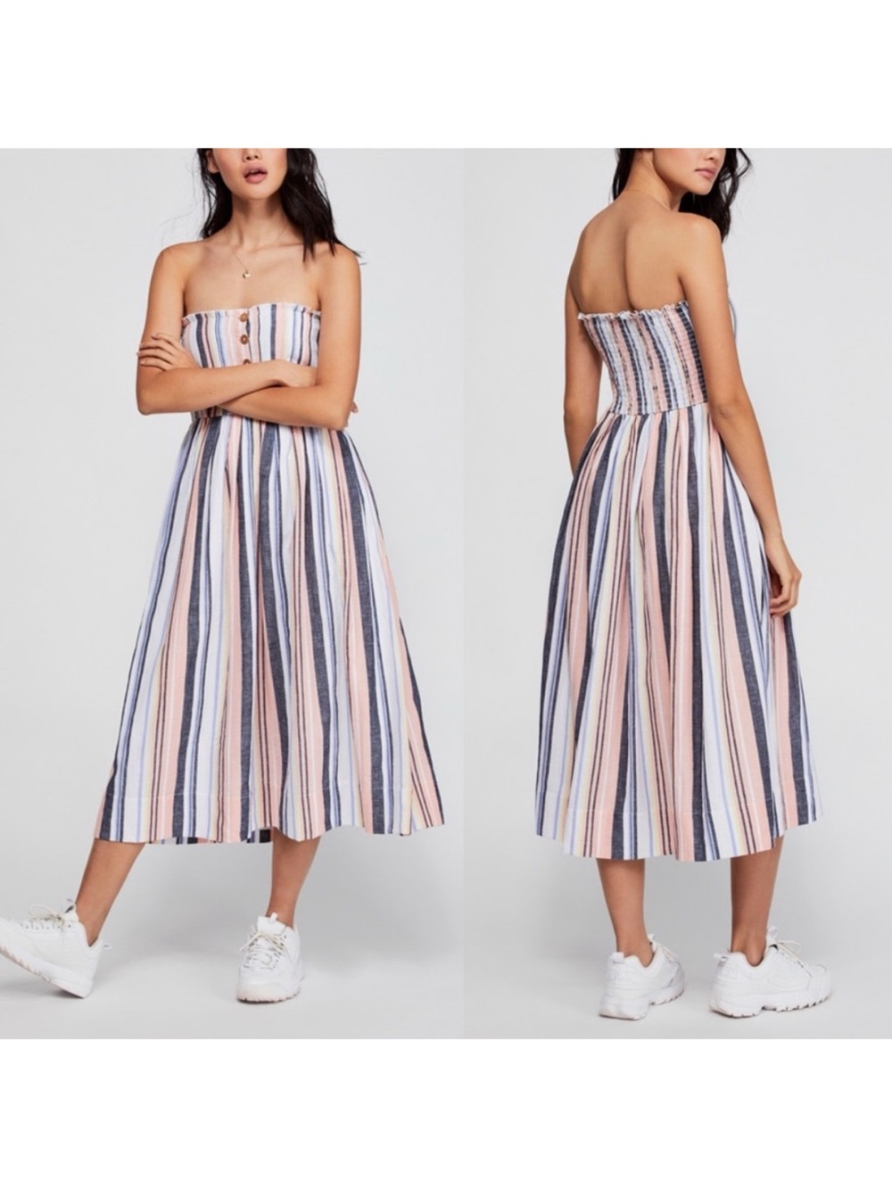 Free People Lilah Pleated Tube Dress Removable Straps